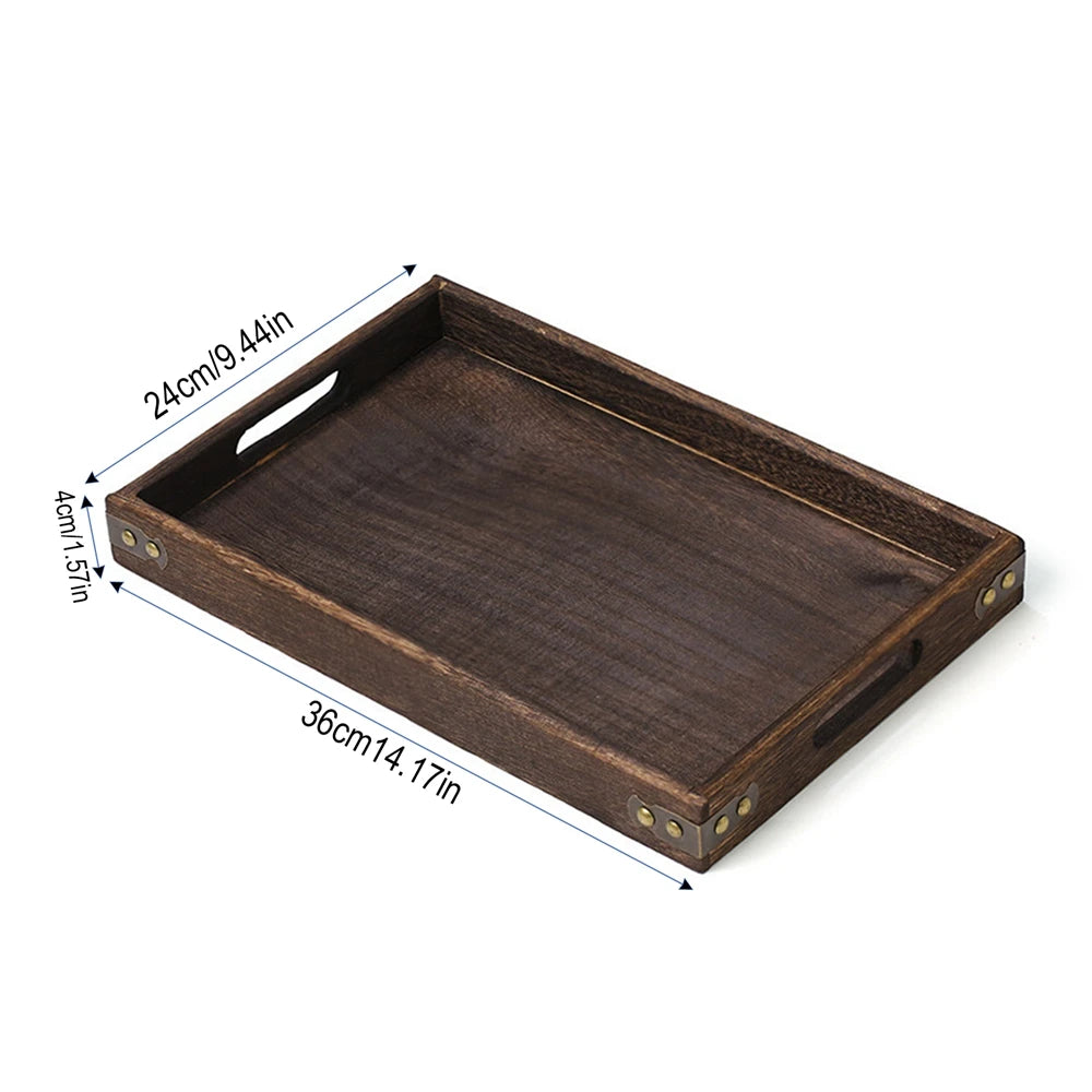 Wooden Rectangular Tea Tray Wood Tray Serving Tray Pallet Tea Cup Tray Wooden Hotel Dinner Plate Kitchen Storage Organization