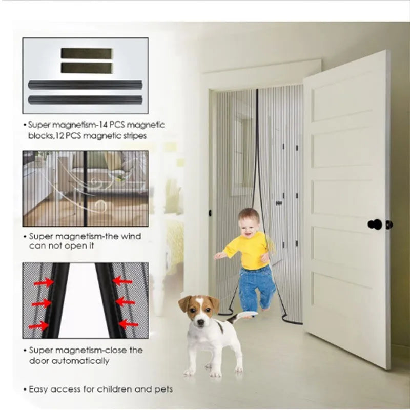 2024 New Magnetic Screen Door Curtain Anti-Mosquito Net Fly Insect Screen Mesh Automatic Closing 5 Size Easy Installation 1PC