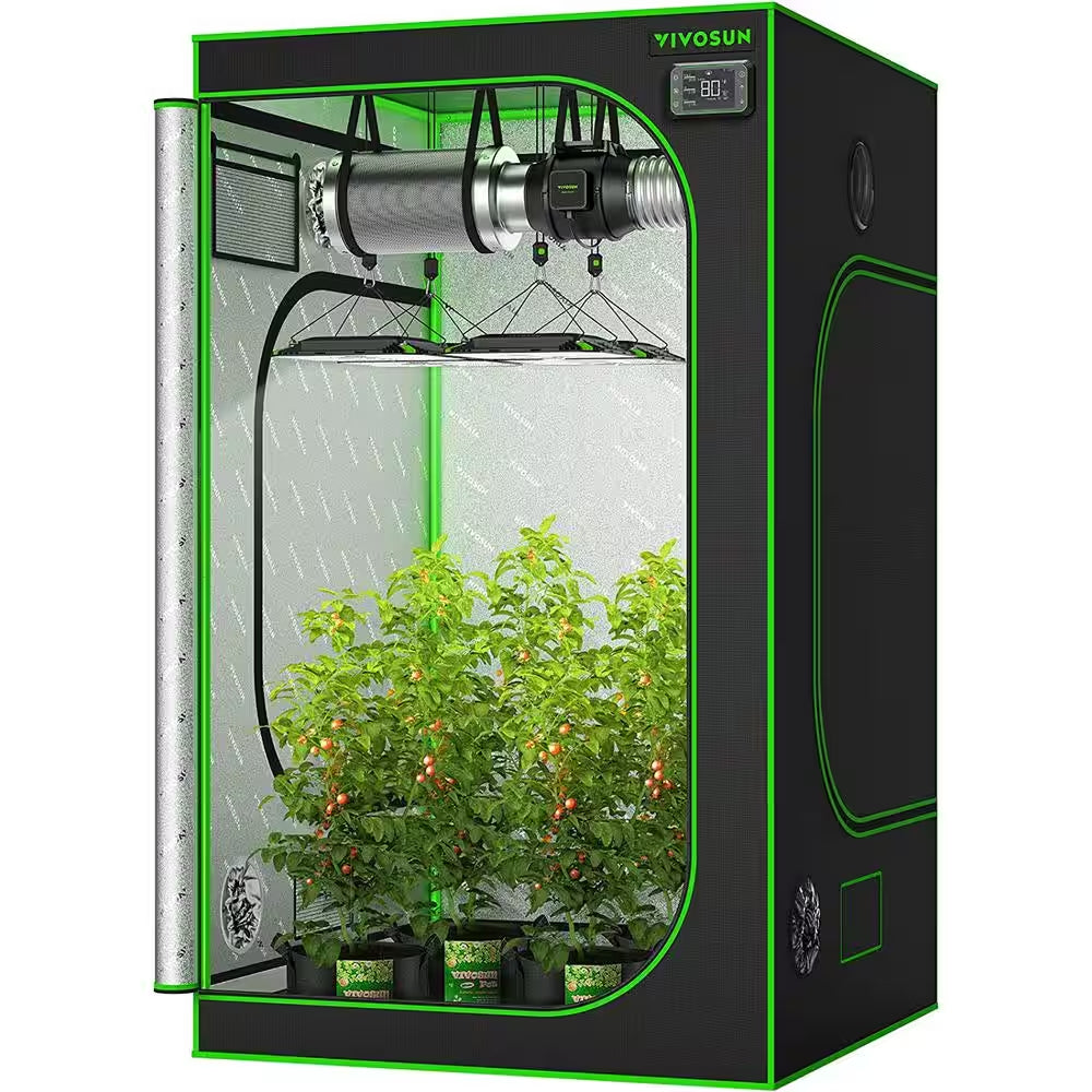 4 Ft. X 4 Ft. Mylar Hydroponic Grow Tent with Observation Window and Floor Tray