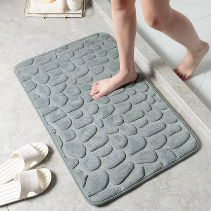 Cobblestone Embossed Bathroom Bath Mat Non-Slip Carpets in Wash Basin Bathtub Side Shower Room Floor Rug Doormat Memory Foam Pad