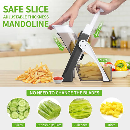 5 in 1 Manual Vegetable Cutter Multifunction Slicer Potatoes Slicer Chopper French Fries Shredders Maker Peelers Kitchen Gadgets