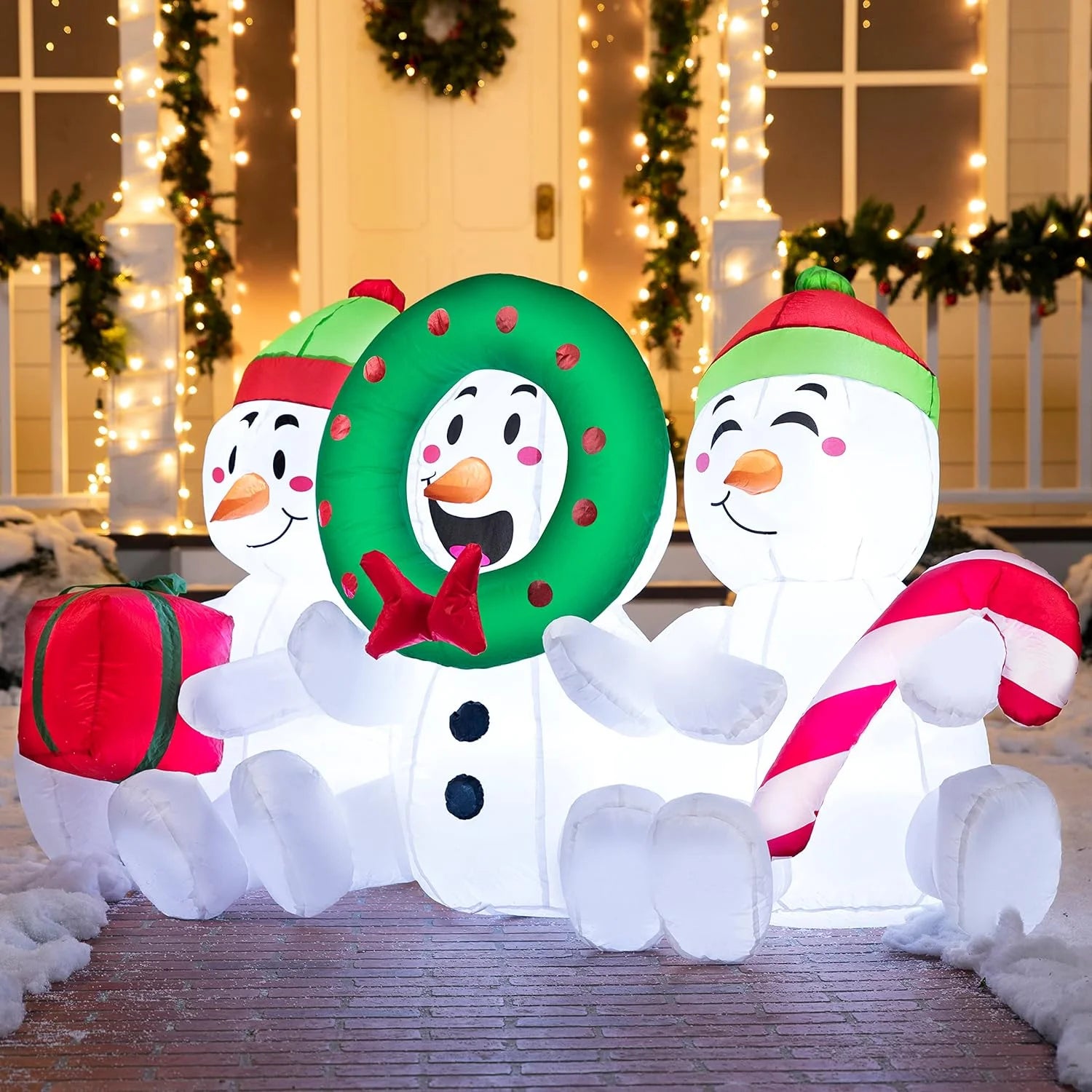 6 FT Christmas Inflatables Snowman Outdoor Decorations,Snowman Christmas Blow Ups Yard Christmas with Built-In Leds for Holiday Party Garden Lawn Decor