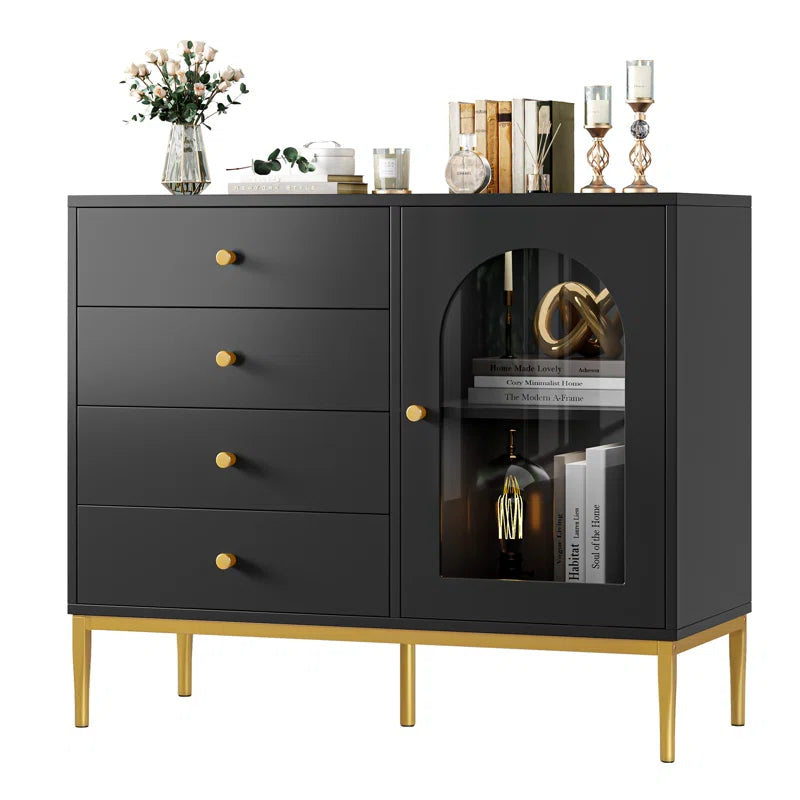 37.7'' Wide 1-Door Accent Cabinet with 4 Drawers