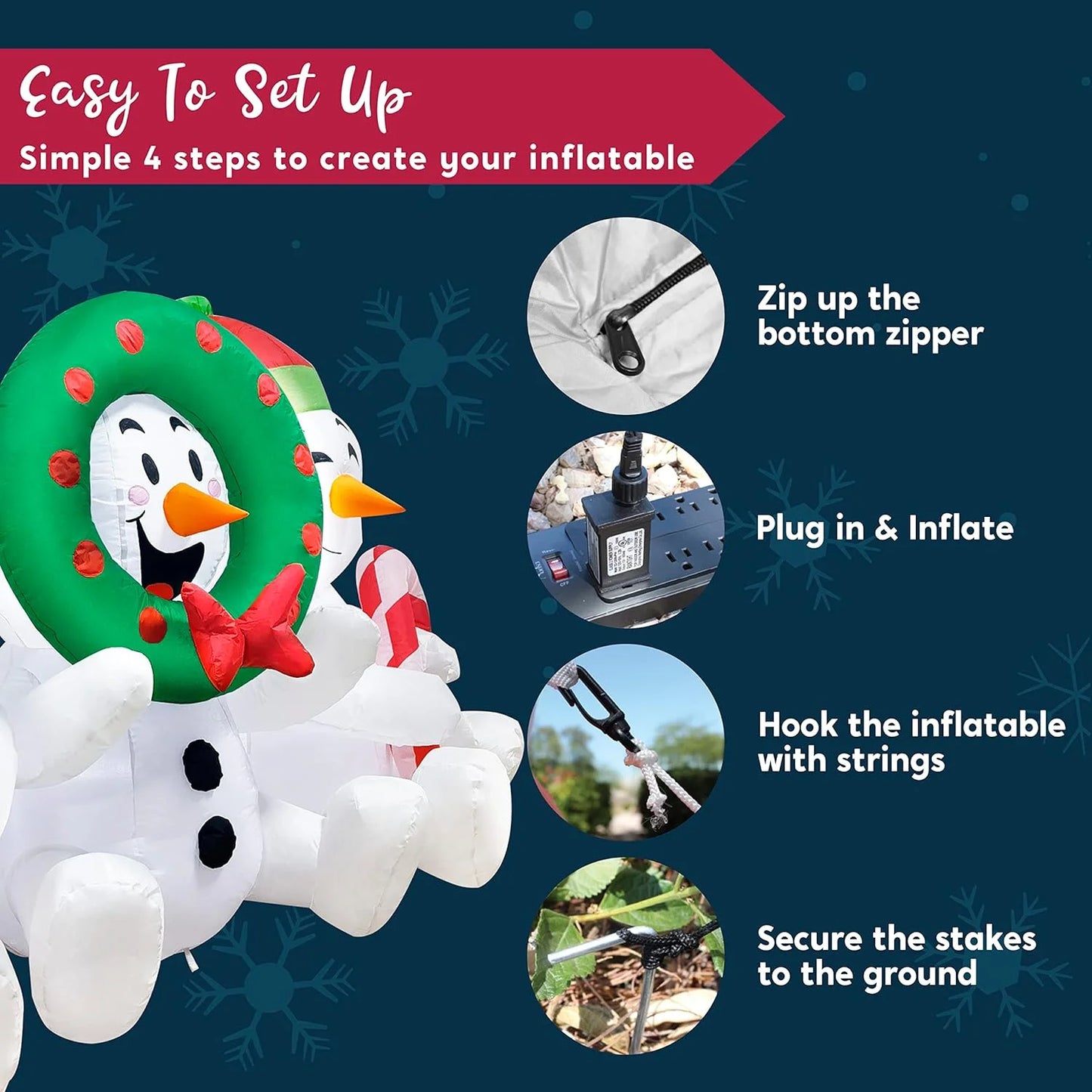 6 FT Christmas Inflatables Snowman Outdoor Decorations,Snowman Christmas Blow Ups Yard Christmas with Built-In Leds for Holiday Party Garden Lawn Decor