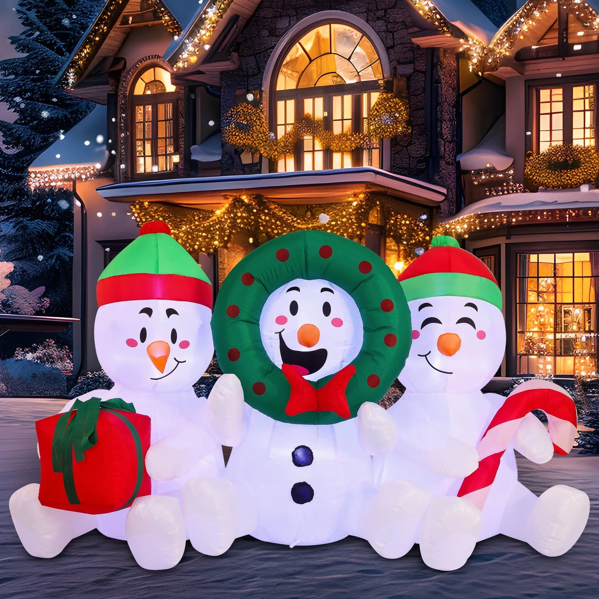 6 FT Christmas Inflatables Snowman Outdoor Decorations,Snowman Christmas Blow Ups Yard Christmas with Built-In Leds for Holiday Party Garden Lawn Decor