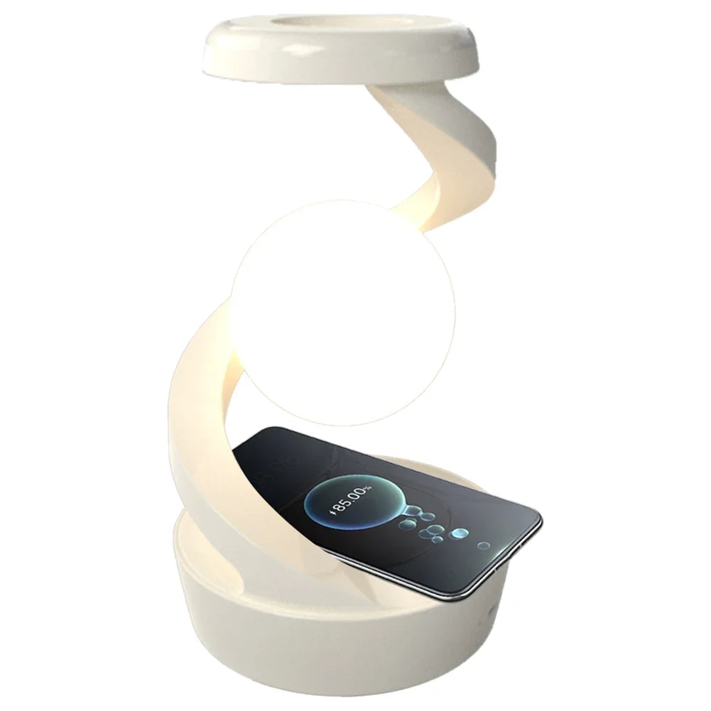 Floating and Spinning in Air with LED Moon Lamp 3D Levitating Ball Lamp RGB with Wireless Phone Charger Floating Moon Table Lamp